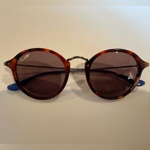 Polarized Ray-Ban Tortoise and Blue Round Sunglasses with silver frame - RB2247